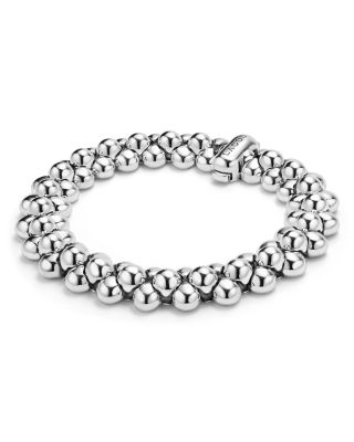 Sterling Silver Caviar Bubbly Bead Cluster Statement Bracelet