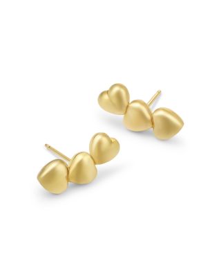 14K Yellow Gold Heart Earrings