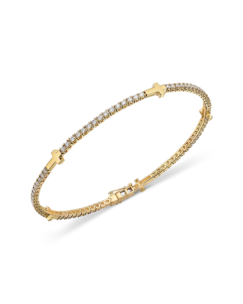 Bloomingdale's Fine Collection Diamond Cross Bracelet In 14k Yellow Gold, 1.0 Tcw In Gold