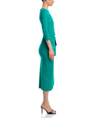 Wang 3/4 Sleeve Side Ruffle Dress