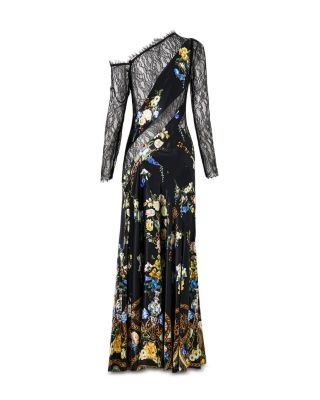 Silk Lace Spliced One Shoulder Dress