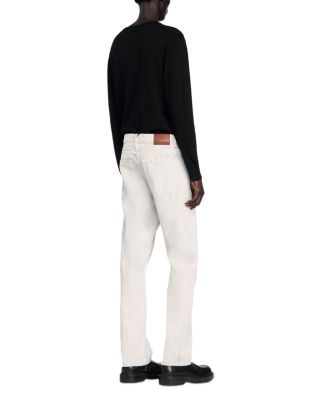 Regular Fit Cracked Effect Paint Jeans in Optic White