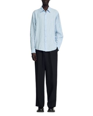 Crinkled Button-Front Shirt