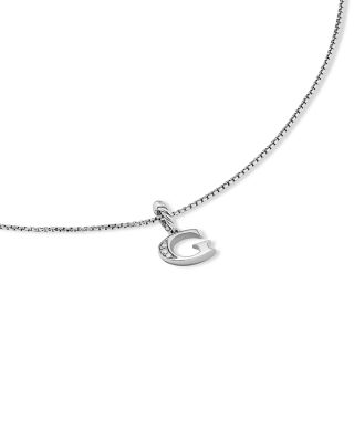 Pav&eacute; Initial Pendant Necklace in Sterling Silver with Diamond, 16"