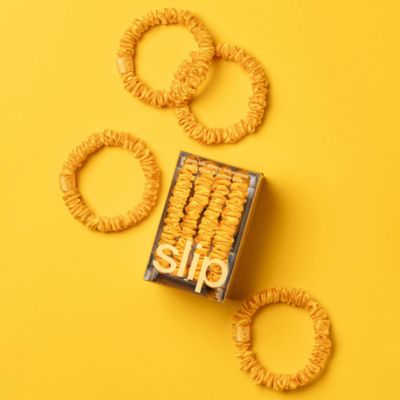 Pure Silk Back to Basics Skinny Scrunchies in Golden, Set of 4