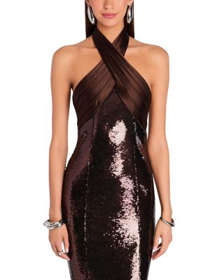 Tamra Sequin Halter Neck Dress