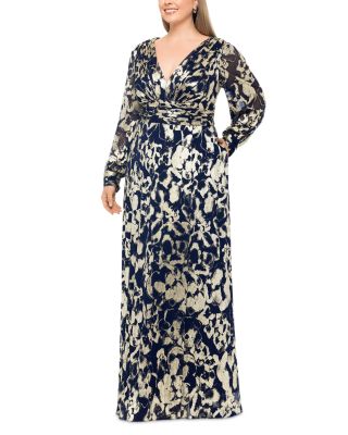 Plus Foil Printed Mesh Gown