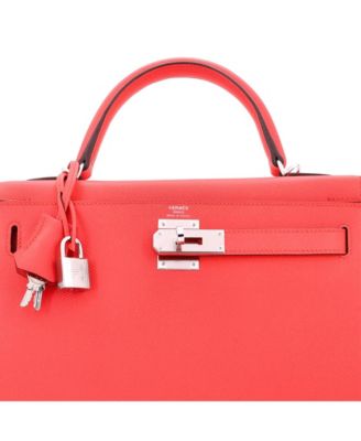 Kelly 28 Handbag Pink Epsom with Palladium Hardware