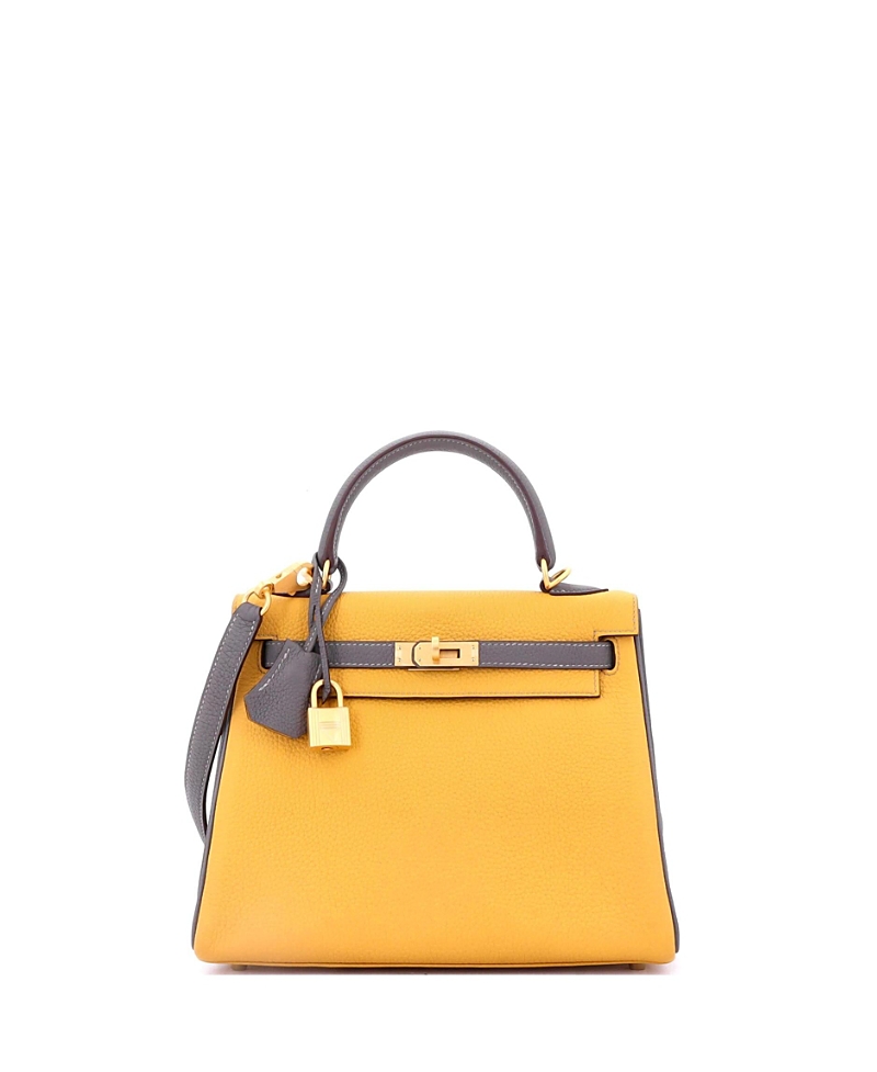 Pre-owned Pre-owned Hermes Hermes Kelly 25 Handbag Bicolor Togo With Brushed Gold Hardware