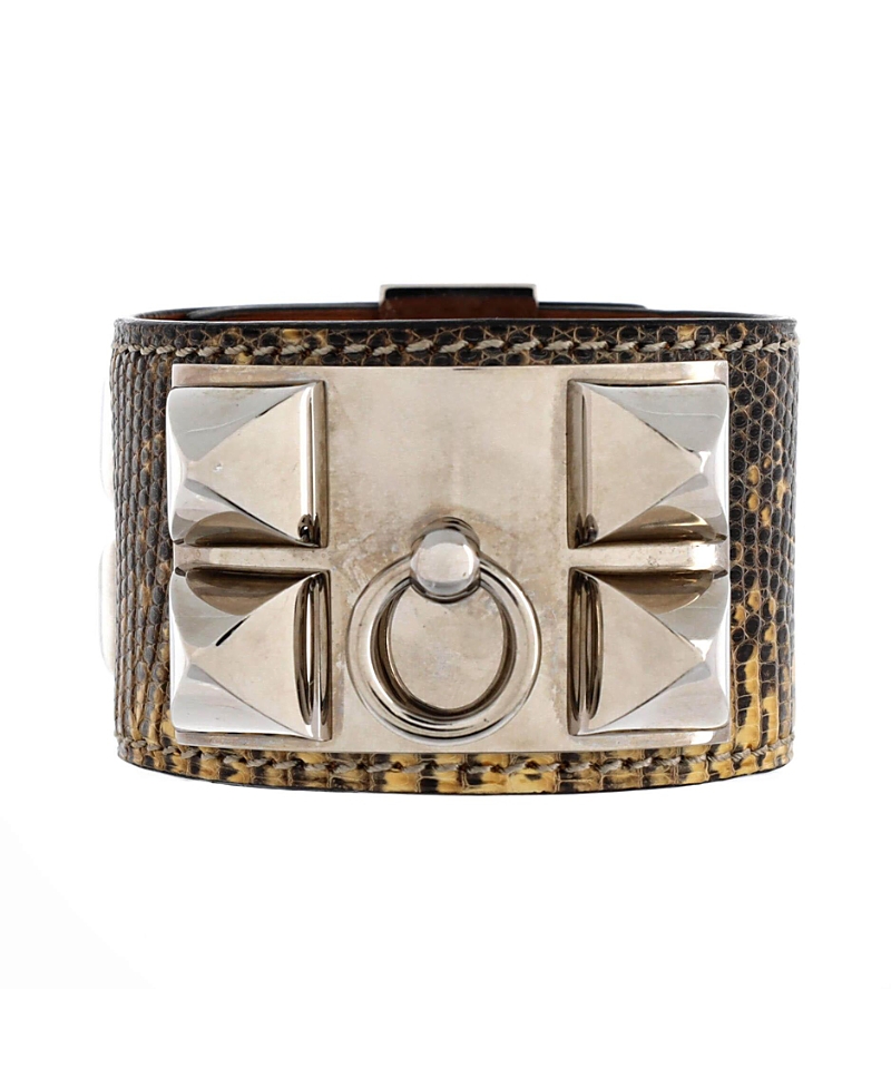 Pre-owned Pre-owned Hermes Hermes Collier De Chien Bracelet Lizard In Gold