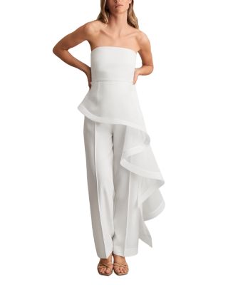 【海外限定】REISSジャンプスーツ☆Rhiannon Strapless Silk Jum reiss rhiannon silk ruffle bandeau wide leg jumpsuit in