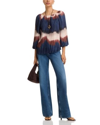 Pleated Three Quarter Sleeve Blouse