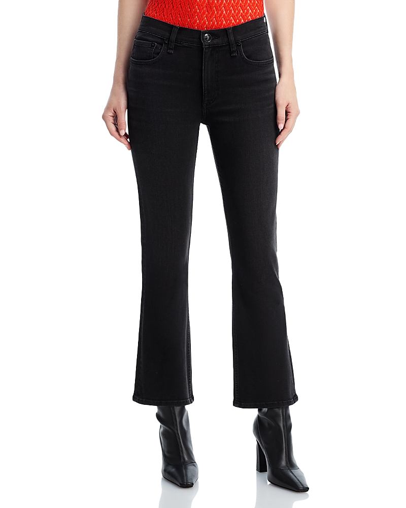 Rag & Bone Flexi Peyton Mid Rise Ankle Bootcut Jeans In Midnight In Black