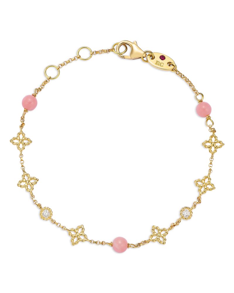 Roberto Coin 18K Yellow Gold Principessa Pink Opal & Diamond Link Bracelet