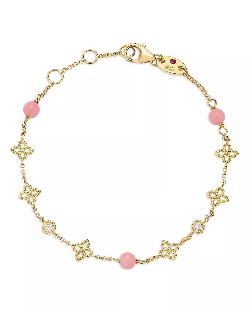 Roberto Coin 18K Yellow Gold Principessa Pink Opal & Diamond Link Bracelet
