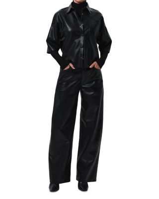 Frances Cropped Faux Leather Shirt