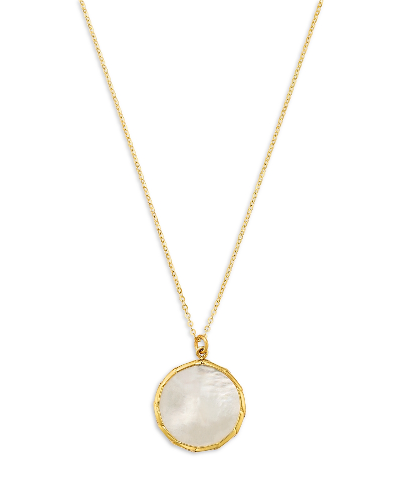 Bloomingdale's Fine Collection White Mother of Pearl Bezel Pendant Necklace in 14K Yellow Gold, 16