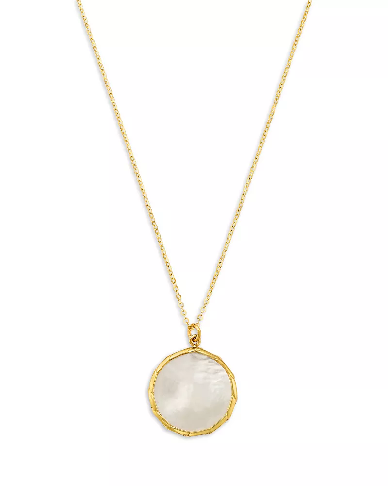 Bloomingdale's Fine Collection White Mother of Pearl Bezel Pendant Necklace in 14K Yellow Gold, 16