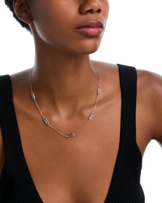 Blue Topaz Station Necklace in 14K Yellow Gold, 16-18"