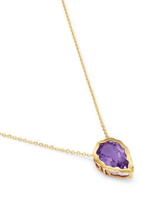 Amethyst Pear Pendant Necklace in 14K Yellow Gold, 16-18"