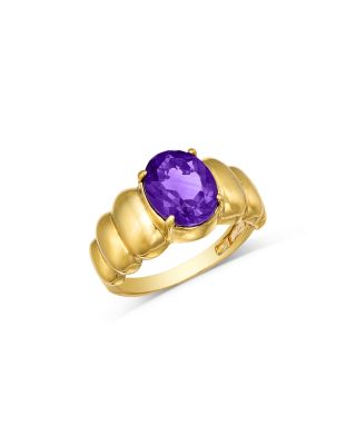 Amethyst Oval Ring in 14K Yellow Gold