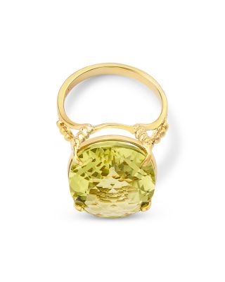 Lemon Quartz Oval Cut Ring in 14K Yellow Gold