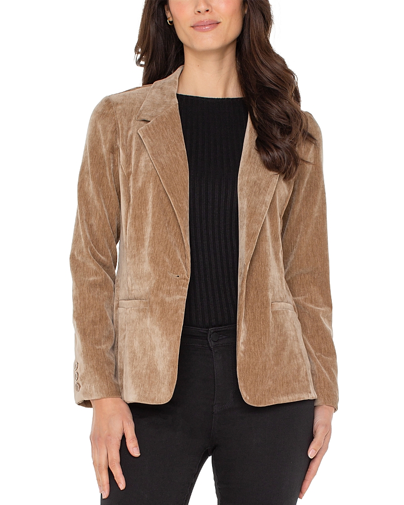 Liverpool Los Angeles Fitted Velvet Blazer In Brown