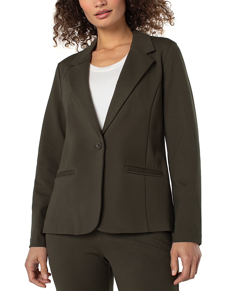 Liverpool Los Angeles Fitted Ponte Blazer In Green