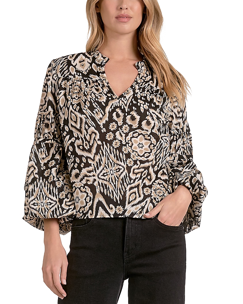 Elan Bubble Sleeve Top In Multi