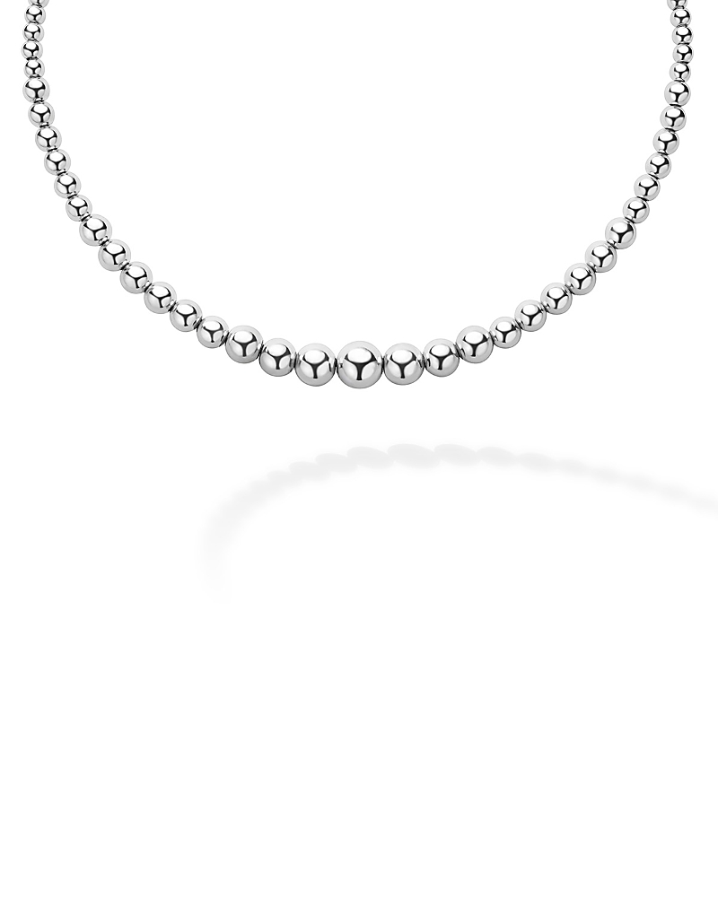 Lagos Caviar Bubbly Graduated Bead Collar Necklace In Silver