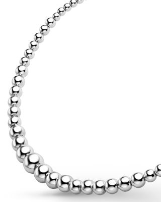 Sterling Silver Caviar Bubbly Petite Graduated Bead Collar Necklace, 18"
