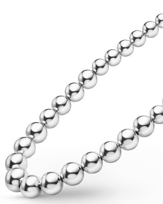 Sterling Silver Caviar Bubbly Graduated Bead Collar Necklace, 18"