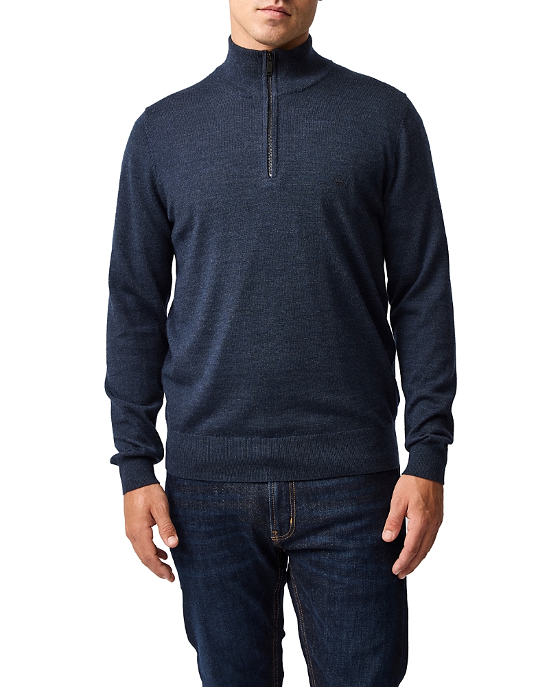 Rodd & Gunn Nobles Funnel Neck Merino Wool Half Zip Sweater In Blue