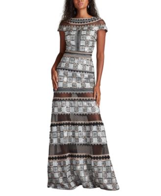 Jovie Sequin Embroidered Illusion Gown