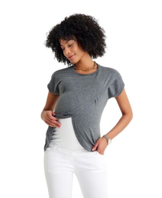 Handy Crossover Short Sleeve Cotton Maternity/Nursing Top