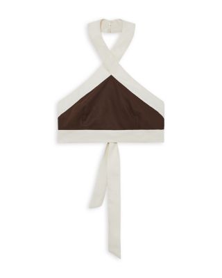 Rebecca Linen Cropped Halter Top