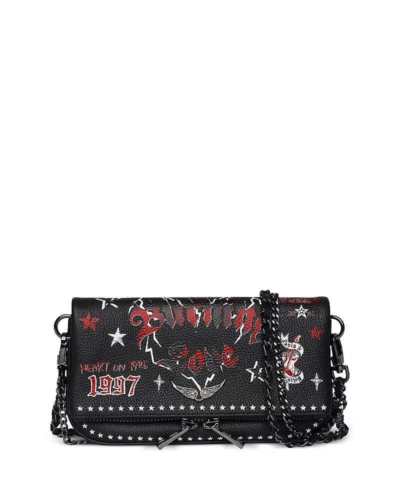 Zadig & Voltaire Womens Rocky Punk Nano Leather Clutch Black In Black