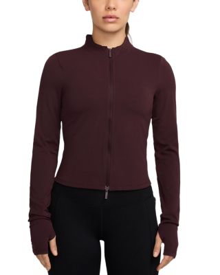 Mock Neck Long Sleeve Zip Front Jacket