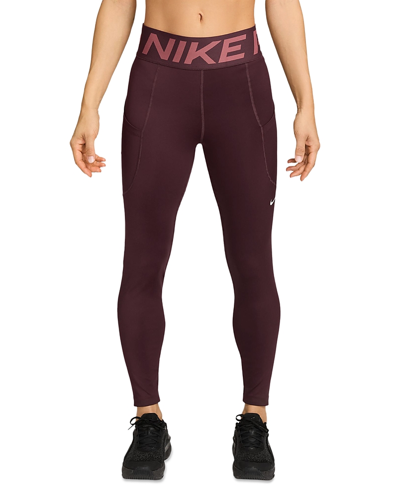 Nike Pro Sculpt High-waisted Pocket 7/8 Leggings In Burgundy