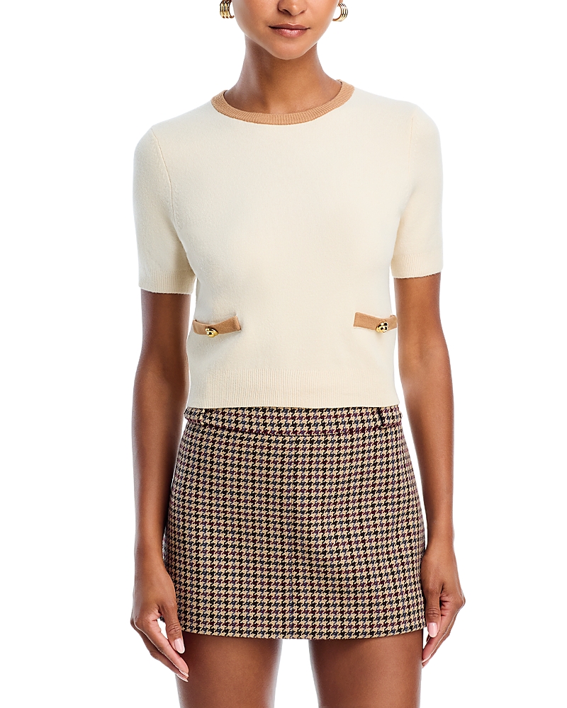 French Connection Babysoft Short Sleeve Sweater In Neutral
