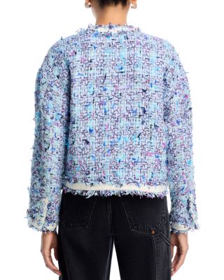 Ribbon Tweed V Neck Jacket - Exclusive