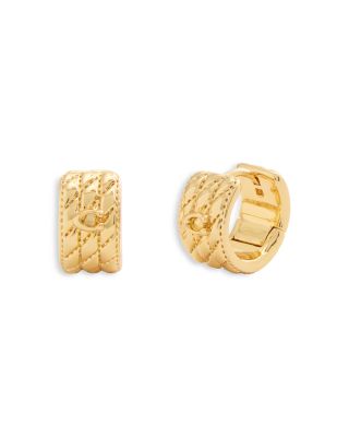Signature Quilted Heart Huggie Hoop Earrings