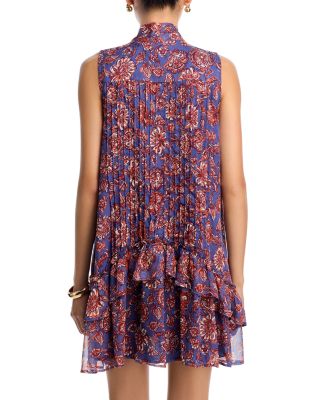 Printed Tie Neck Ruffle Dress - Exclusive