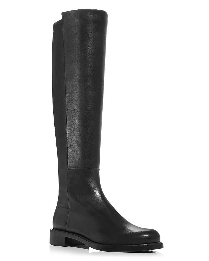 Stuart Weitzman High Leather Ankle Boots With Block Heel In Black