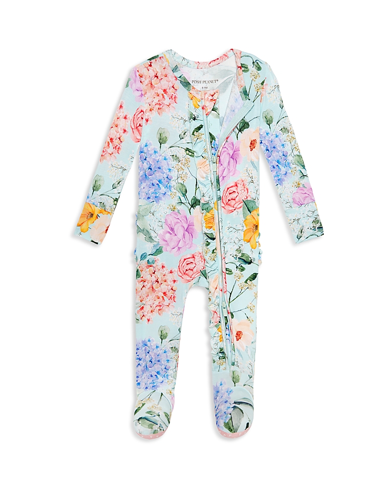 Posh Peanut Girls' Erin Ruffled Footie - Baby In Blue