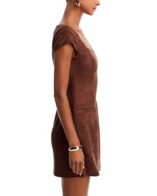 Faux Suede Cap Sleeve Shift Dress - Exclusive