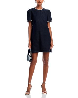 Crystal Denim Short Sleeve Shift Dress - Exclusive