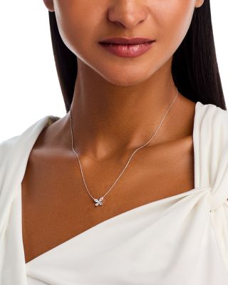 Diamond Butterfly Pendant Necklace in 14K White Gold, 0.25 tcw