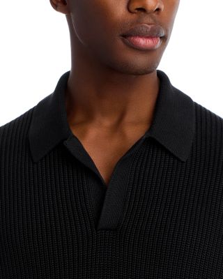 Cotton Shaker Stitch Johnny Collar Sweater Polo