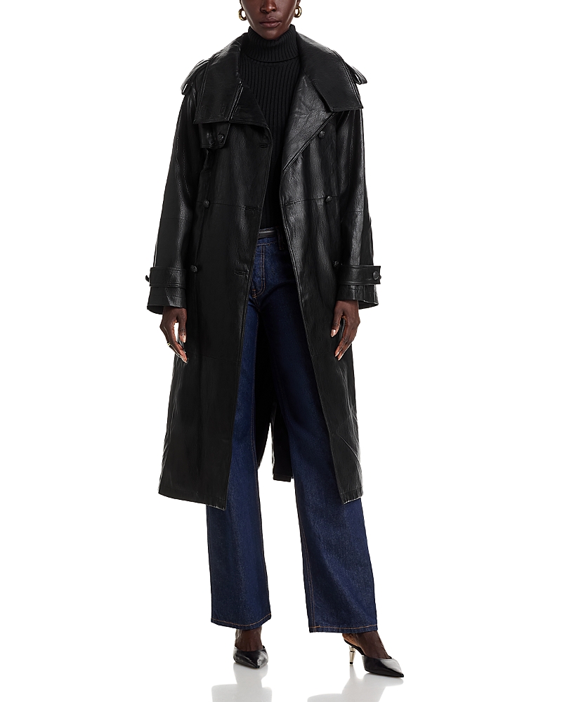 Kobi Halperin Tony Faux Leather Trench Coat In Black